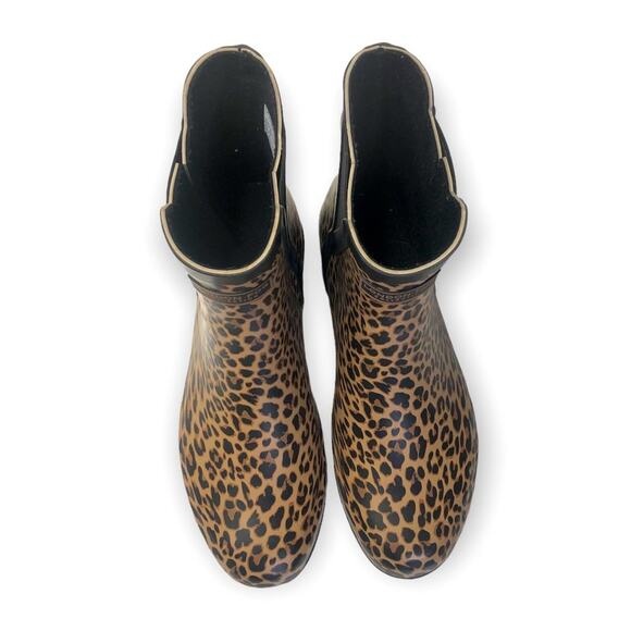 London Fog Women's Piccadilly Rain Boot 6 New Leopard Tan Black Animal Chelsea - Picture 10 of 12